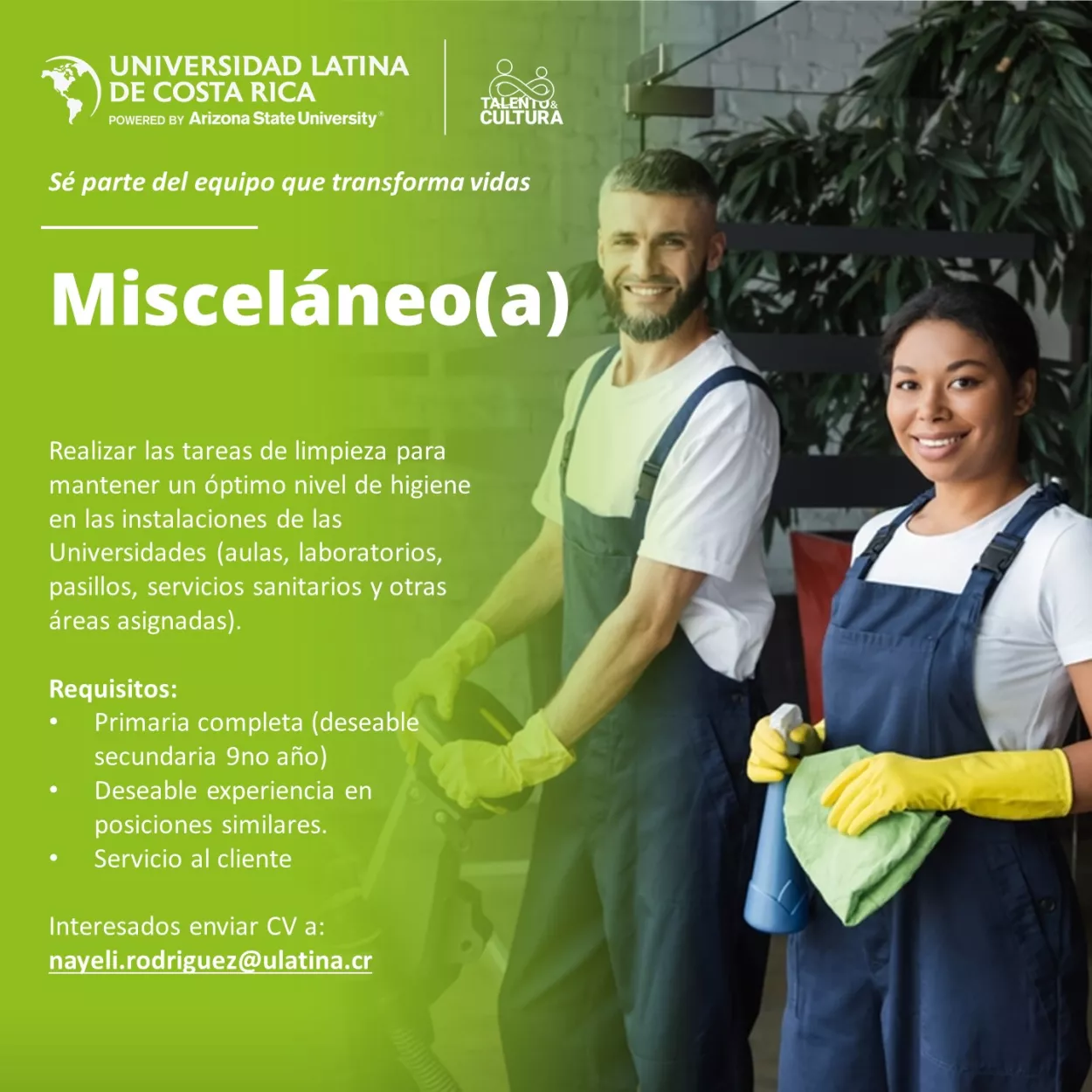 Buscamos personal de limpieza.