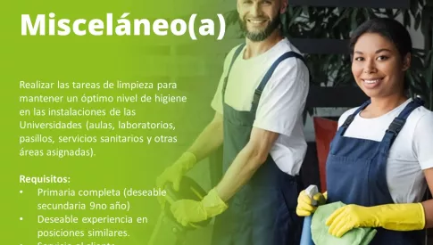 Oportunidad laboral Buscamos personal de limpieza.